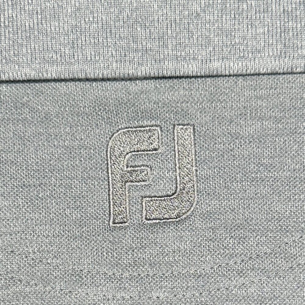 FJ FootJoy Polo Shirt Mens Medium Gray Knit Short Sleeve Logo on Back Split Hem - Picture 7 of 7